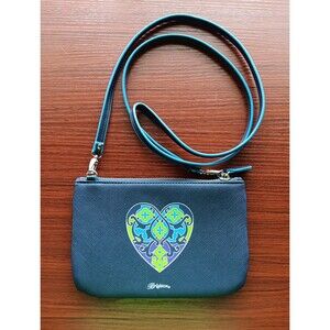 Brighton Summer Heart Mini Bag 5 X 8 Crossbody Navy Blue Purse EUC